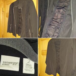 Zenergy by Chico's Black Mesh Ruffle Jacket Size 2x